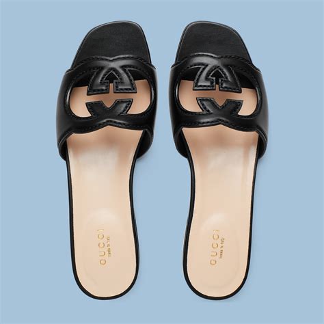 gucci interlocking g slide sandals|women's slide with interlocking g.